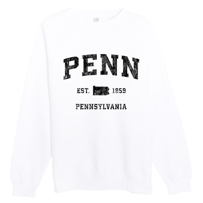 Penn Pennsylvania Pa Vintage Established Athletic Sports Design Premium Crewneck Sweatshirt