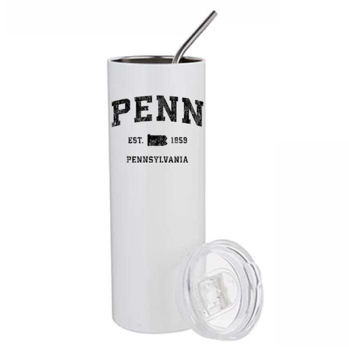 Penn Pennsylvania Pa Vintage Established Athletic Sports Design Stainless Steel Tumbler