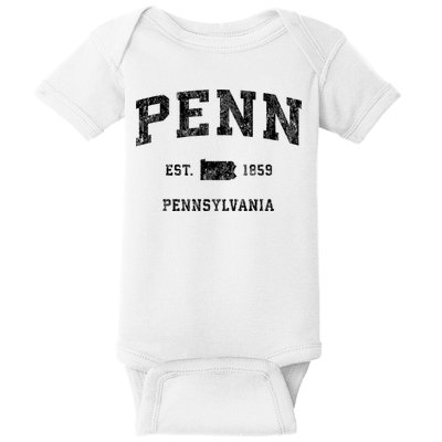 Penn Pennsylvania Pa Vintage Established Athletic Sports Design Baby Bodysuit