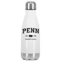 Penn Pennsylvania Pa Vintage Established Athletic Sports Design Stainless Steel Insulated Water Bottle