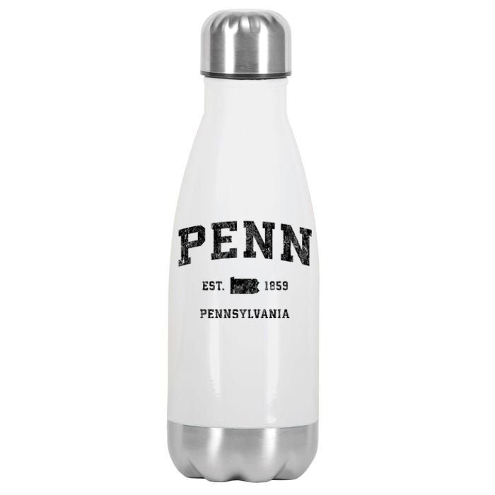 Penn Pennsylvania Pa Vintage Established Athletic Sports Design Stainless Steel Insulated Water Bottle