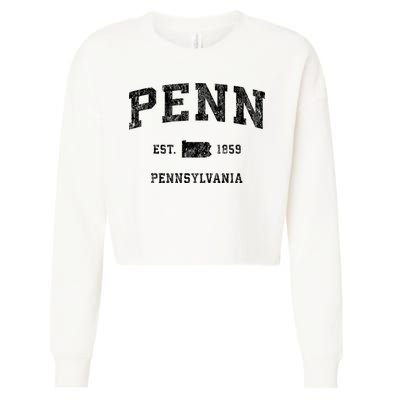 Penn Pennsylvania Pa Vintage Established Athletic Sports Design Cropped Pullover Crew