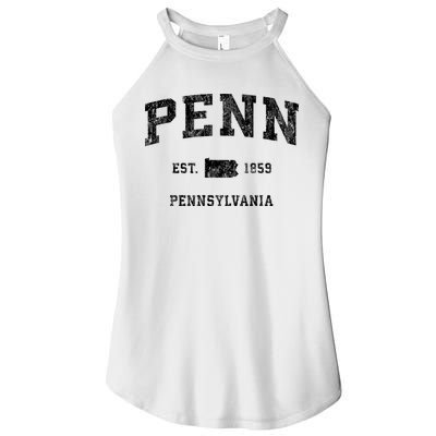 Penn Pennsylvania Pa Vintage Established Athletic Sports Design Women's Perfect Tri Rocker Tank