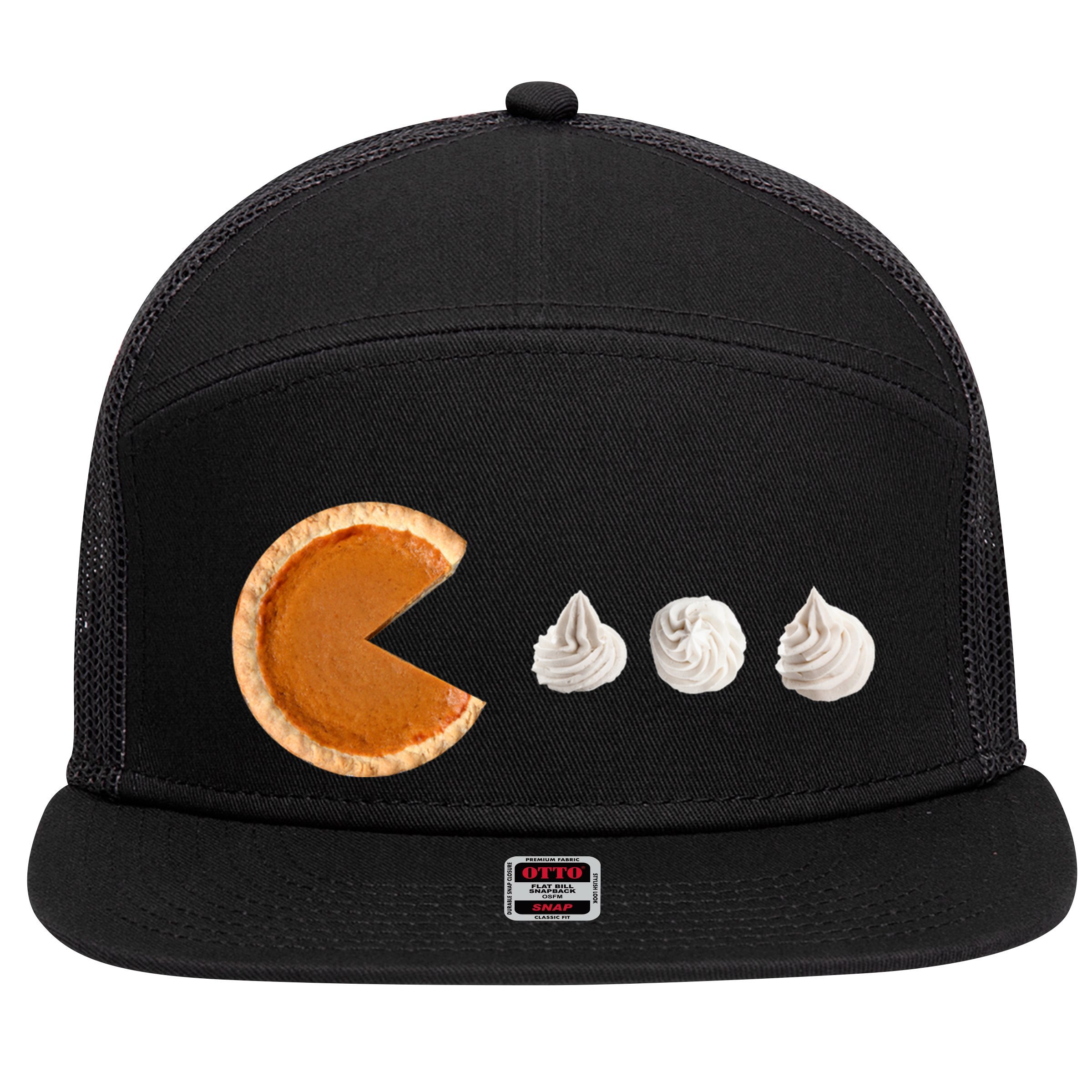 Pacman Pumpkin Pie 7 Panel Mesh Trucker Snapback Hat
