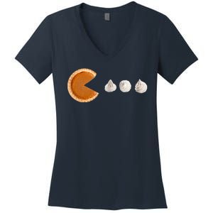 Pacman Pumpkin Pie Women's V-Neck T-Shirt