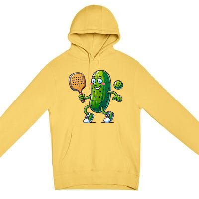 Pickleball Pickle Player Funny  Premium Pullover Hoodie