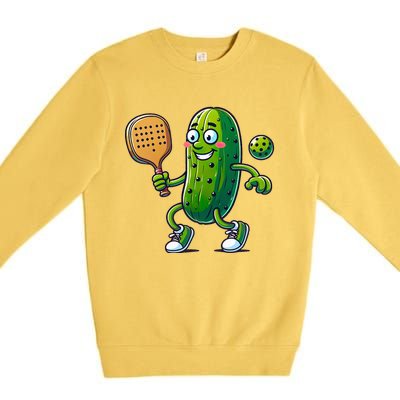 Pickleball Pickle Player Funny  Premium Crewneck Sweatshirt