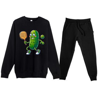 Pickleball Pickle Player Funny  Premium Crewneck Sweatsuit Set