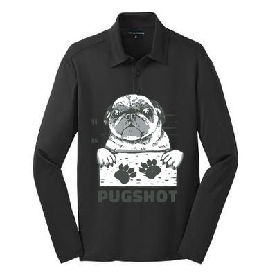 Pugshot Pug Silk Touch Performance Long Sleeve Polo