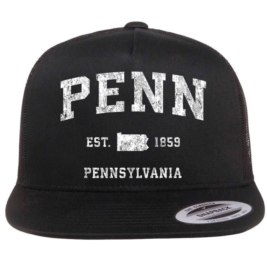 Penn Pennsylvania Pa Vintage Athletic Sports Flat Bill Trucker Hat