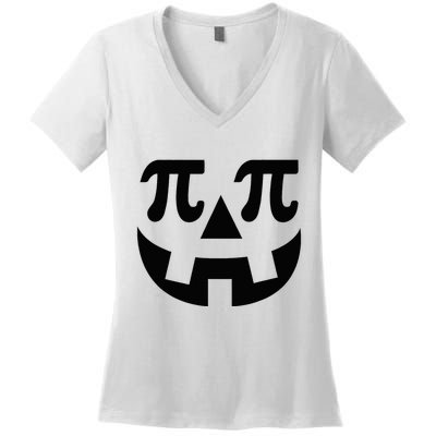 Pumpkin Pi Pie  Punny Halloween Costume Math Pun Women's V-Neck T-Shirt