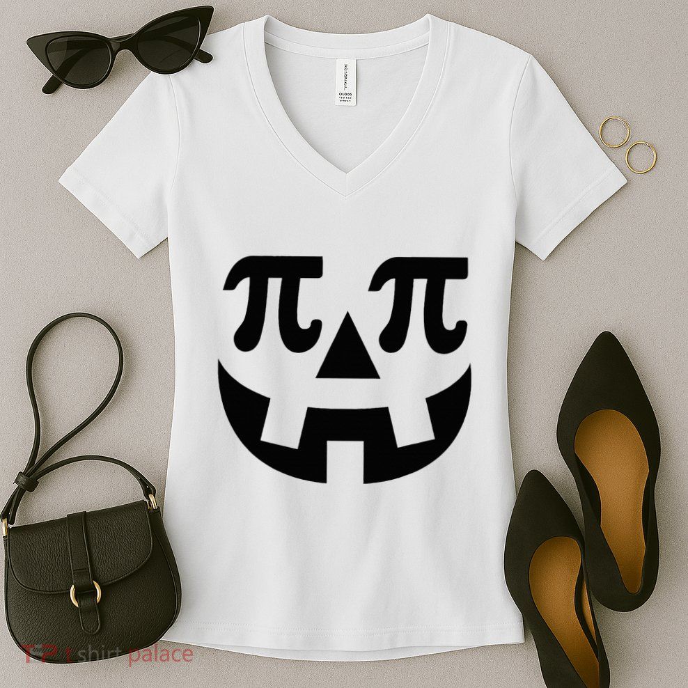 Pumpkin Pi Pie  Punny Halloween Costume Math Pun Women's V-Neck T-Shirt