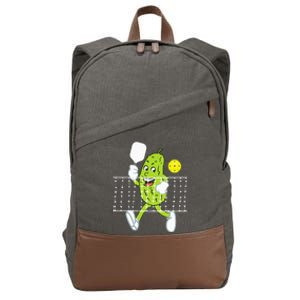 Pickle Playing Pickleball Funny Pickleball Paddleball Cotton Canvas Backpack