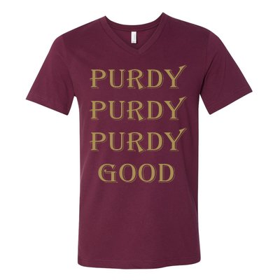 Purdy Purdy Purdy Good Football Quarterback V-Neck T-Shirt