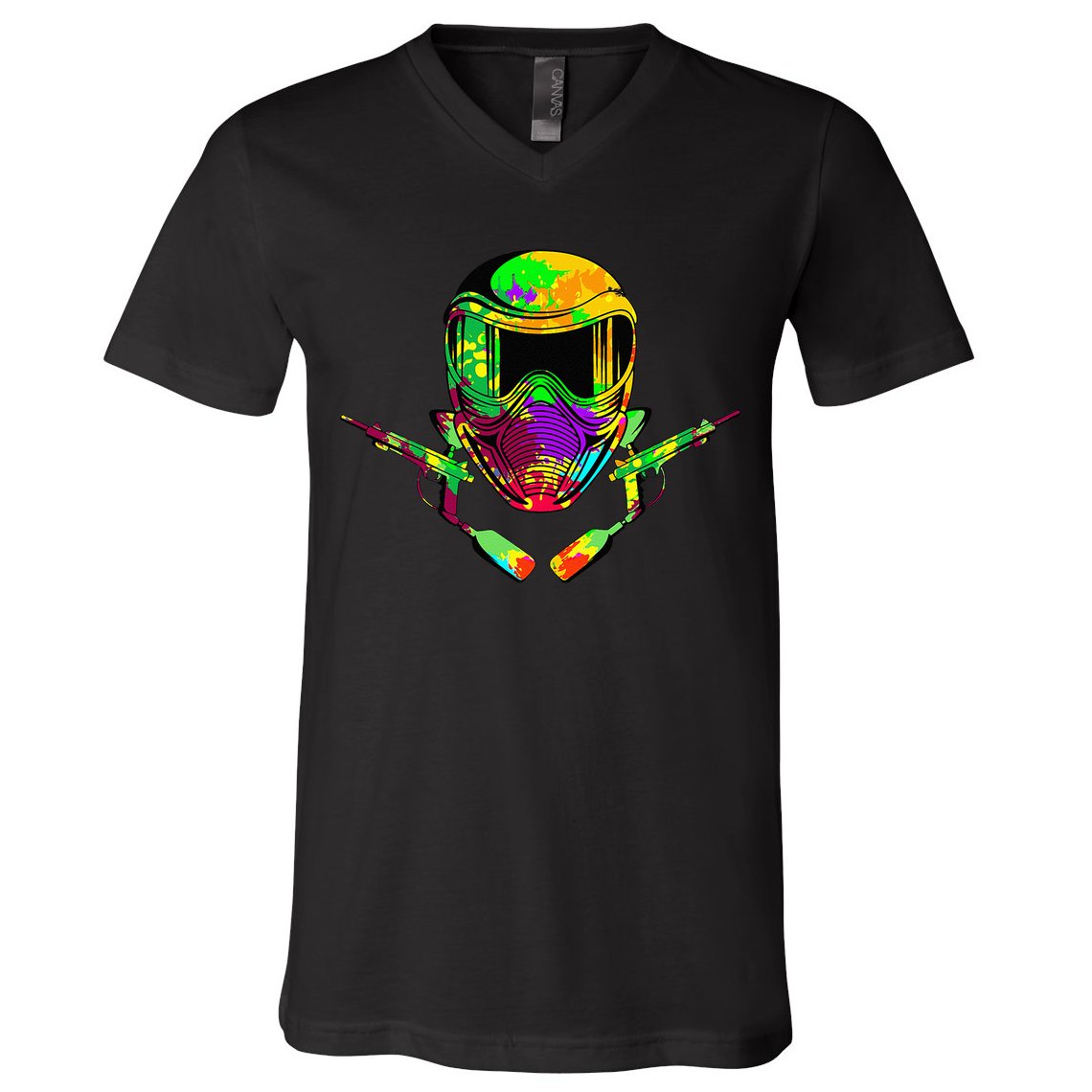 Paintball Player Paint Shooting Paintballer Air Gun V-Neck T-Shirt