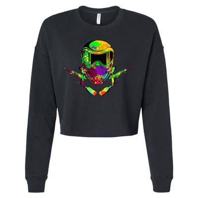 Paintball Player Paint Shooting Paintballer Air Gun Cropped Pullover Crew