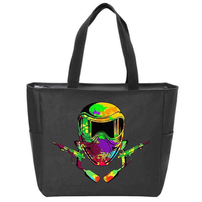 Paintball Player Paint Shooting Paintballer Air Gun Zip Tote Bag