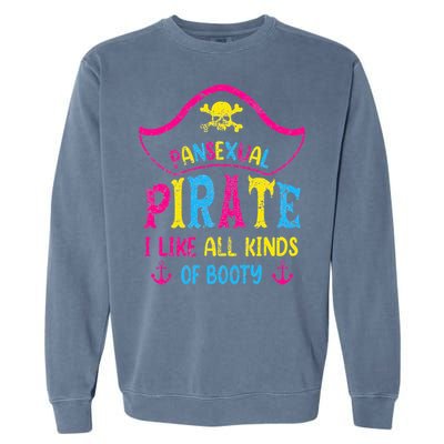 Pansexual Pride Pirate LGBTQ Month Pans Flag Colors Funny Garment-Dyed Sweatshirt