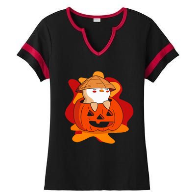 Pudgy Pumpkin Ladies Halftime Notch Neck Tee