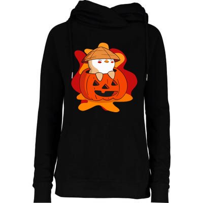 Pudgy Pumpkin Womens Funnel Neck Pullover Hood