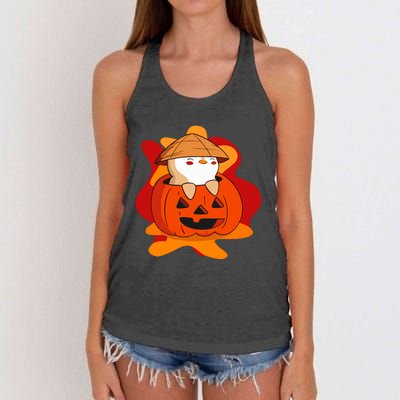 Pudgy Pumpkin Women's Knotted Racerback Tank