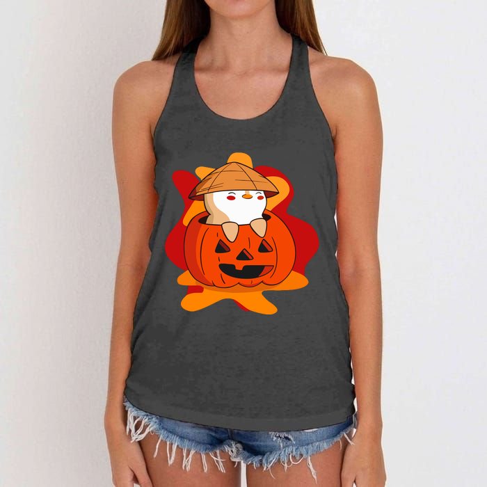 Pudgy Pumpkin Women's Knotted Racerback Tank