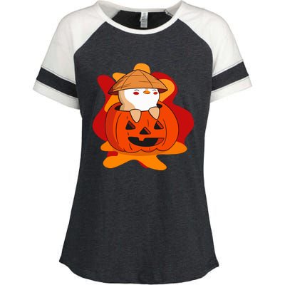 Pudgy Pumpkin Enza Ladies Jersey Colorblock Tee