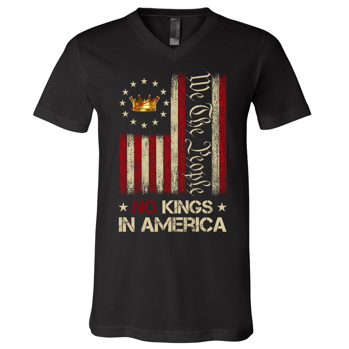 Patriotic Pro-Democracy Protest June 14 No Kings In America V-Neck T-Shirt