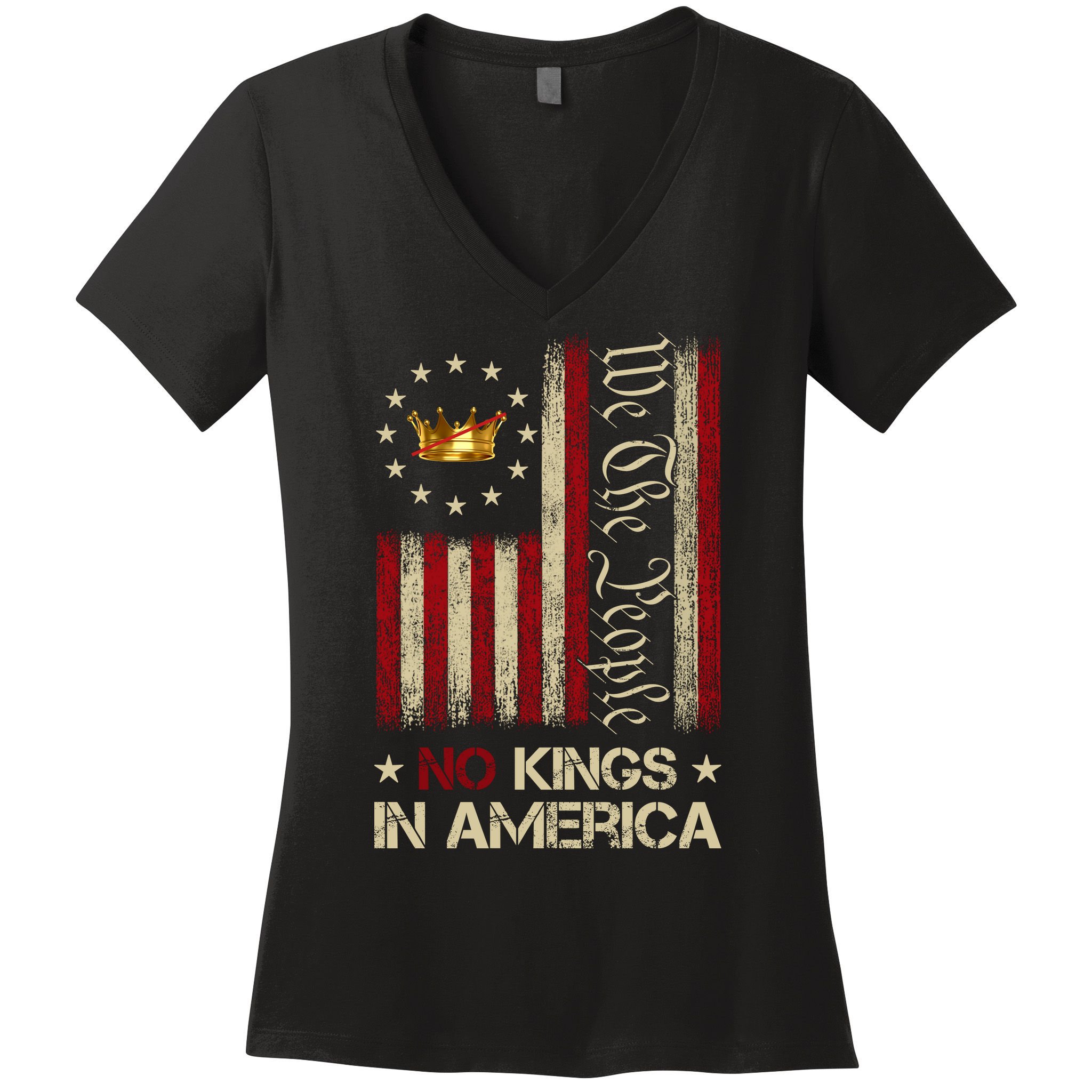 Patriotic Pro-Democracy Protest June 14 No Kings In America Women's V-Neck T-Shirt