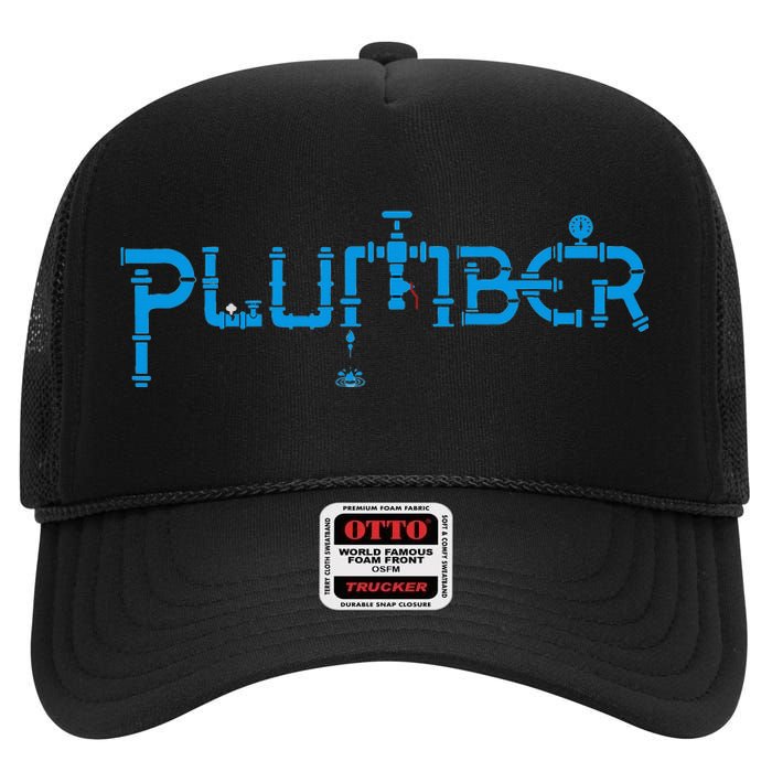 Plumbing Plumber High Crown Mesh Back Trucker Hat