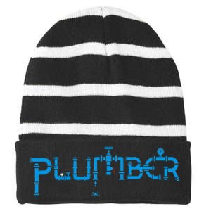 Plumbing Plumber Striped Beanie with Solid Band