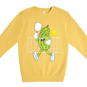 Pickle Playing Pickleball Funny Pickleball Paddleball Premium Crewneck Sweatshirt