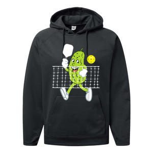 Pickle Playing Pickleball Funny Pickleball Paddleball Performance Fleece Hoodie