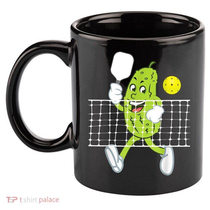 Pickle Playing Pickleball Funny Pickleball Paddleball 11oz C Handle Ceramic Mug