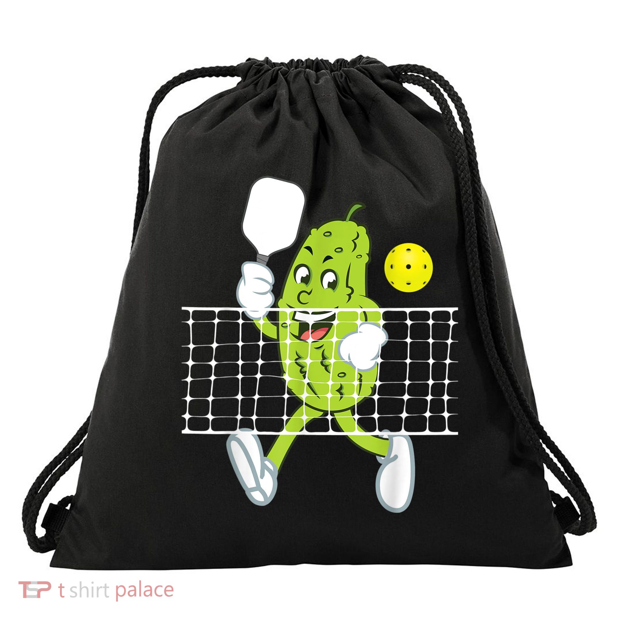 Pickle Playing Pickleball Funny Pickleball Paddleball Drawstring Bag