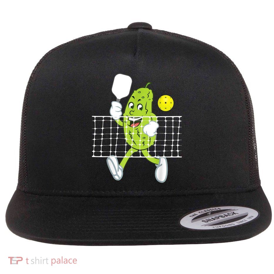 Pickle Playing Pickleball Funny Pickleball Paddleball Flat Bill Trucker Hat