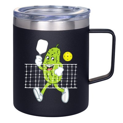 Pickle Playing Pickleball Funny Pickleball Paddleball 12oz Stainless Steel Coffee Mug