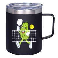 Pickle Playing Pickleball Funny Pickleball Paddleball 12oz Stainless Steel Coffee Mug