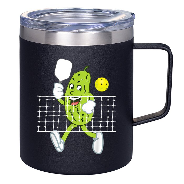 Pickle Playing Pickleball Funny Pickleball Paddleball 12oz Stainless Steel Coffee Mug