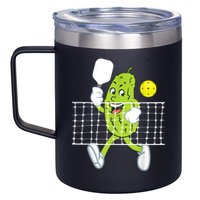 Pickle Playing Pickleball Funny Pickleball Paddleball 12oz Stainless Steel Coffee Mug