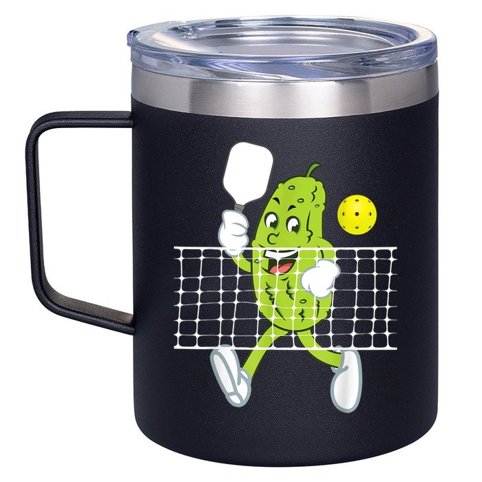 Pickle Playing Pickleball Funny Pickleball Paddleball 12oz Stainless Steel Coffee Mug