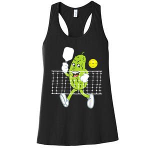 Pickle Playing Pickleball Funny Pickleball Paddleball Women's Racerback Tank