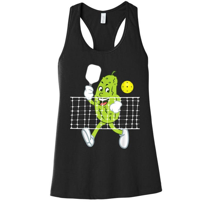 Pickle Playing Pickleball Funny Pickleball Paddleball Women's Racerback Tank