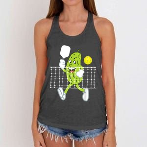 Pickle Playing Pickleball Funny Pickleball Paddleball Women's Knotted Racerback Tank