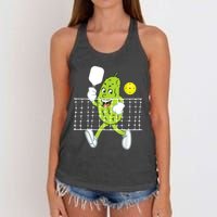 Pickle Playing Pickleball Funny Pickleball Paddleball Women's Knotted Racerback Tank