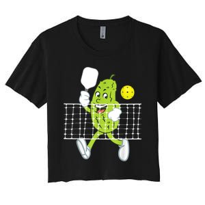 Pickle Playing Pickleball Funny Pickleball Paddleball Women's Crop Top Tee