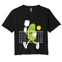 Pickle Playing Pickleball Funny Pickleball Paddleball Women's Crop Top Tee