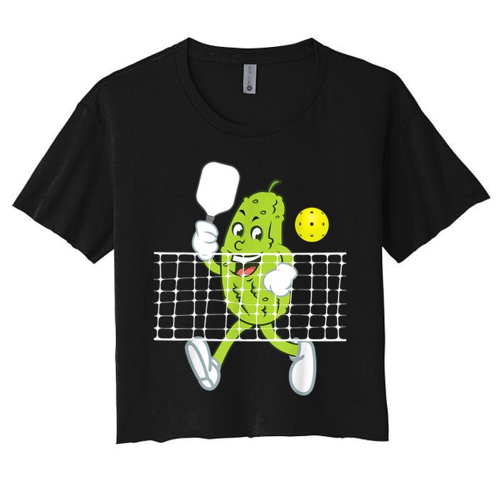Pickle Playing Pickleball Funny Pickleball Paddleball Women's Crop Top Tee