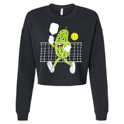Pickle Playing Pickleball Funny Pickleball Paddleball Cropped Pullover Crew