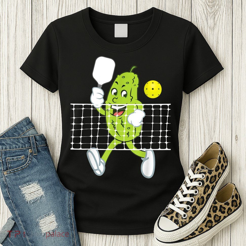 Pickle Playing Pickleball Funny Pickleball Paddleball Womens T-Shirt
